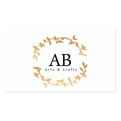 BOHEMIAN LEAF WREATH MONOGRAM in GOLD Business Card (front side)