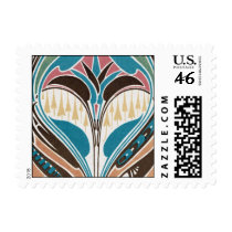 boho art nouveau chic abstract design postage stamps