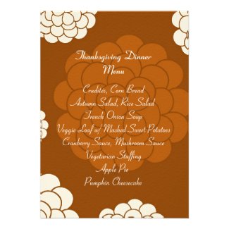 Boho Autumn Flowers Thanksgiving Dinner Menu Announcements