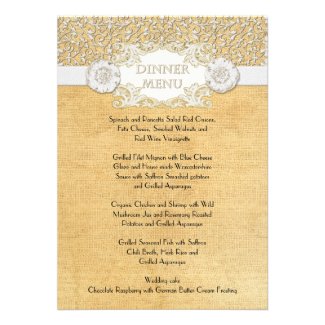 Bohemian Style Chic Dinner Menu Cards to use with formal dinner settings such as Receptions.