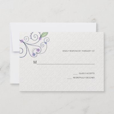 BOHO Chic Garden Wedding Purple RSVP Custom Invitations by budget bridal