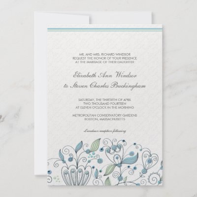 BOHO Chic Whimsical Garden Wedding Blue Personalized Announcements by