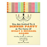 Boho Dots & Chandelier Dinner Party Invite