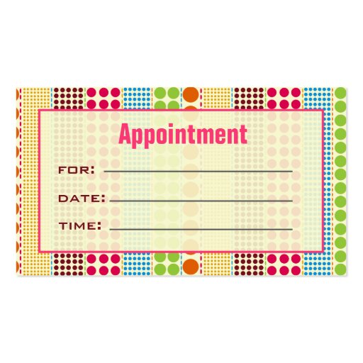 Boho Dots Cosmetologist Salon Appointment Business Card Templates (back side)