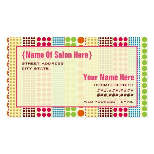 Boho Dots Cosmetologist Salon Appointment Business Card Templates (front side)