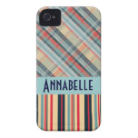 boho gingham plaid and stripes add name iphone 4 cases
