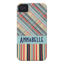 boho gingham plaid and stripes add name iphone 4 cases