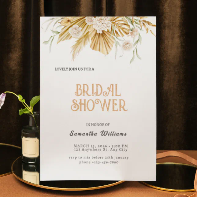 Boho Gold Floral Bridal Shower Invitation Foil Invitation Zazzle