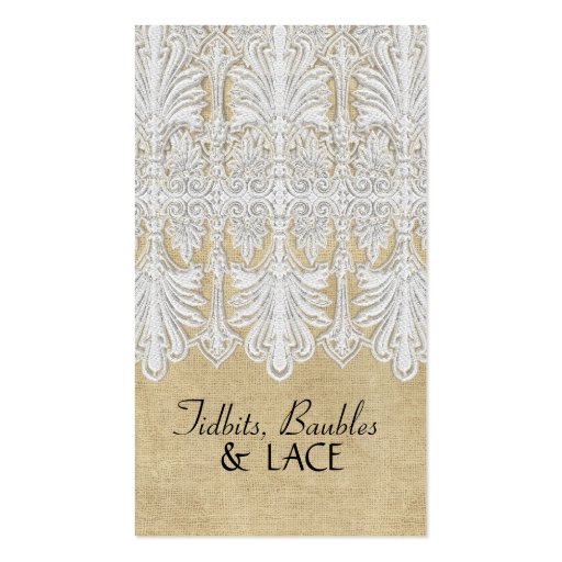 BOHO Printed Burlap n Lace gypsy Modern Mod Style Business Card (front side)