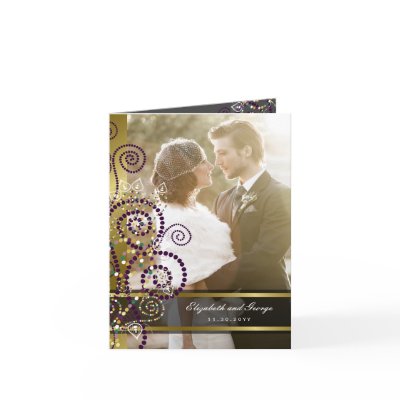 Boho Purple Spirals Gold Thank You Photo Card