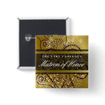 Boho Purple Spirals Gold Wedding Name Tag / Button