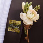 Boho Purple Spirals Gold Wedding Name Tag / Button buttons