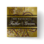 Boho Purple Spirals Gold Wedding Name Tag / Button buttons