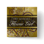 Boho Purple Spirals Gold Wedding Name Tag / Button buttons