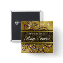Boho Purple Spirals Gold Wedding Name Tag / Button by fat_fa_tin Boho Purple Spirals Gold Wedding Name Tag / Button