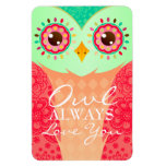 Boho Red & Green "Owl Always Love You" Rectangle Magnet