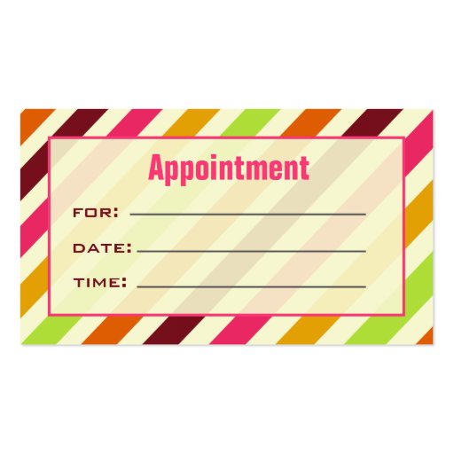Boho Stripes Cosmetologist Salon Appointment Business Card Templates (back side)