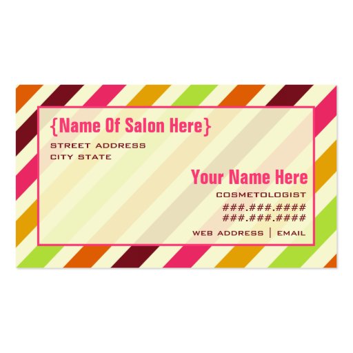 Boho Stripes Cosmetologist Salon Appointment Business Card Templates (front side)