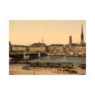 Boieldieu Bridge St. Sever, Rouen, France imprimer antique