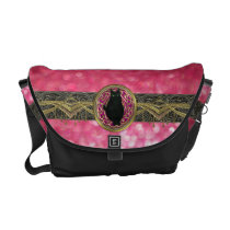 Bokeh Bast Goddess of Glitter in Pink Gold & Black Messenger Bags