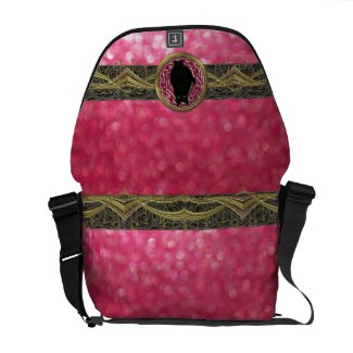Bokeh Bast Goddess of Glitter in Pink Gold & Black Messenger Bags