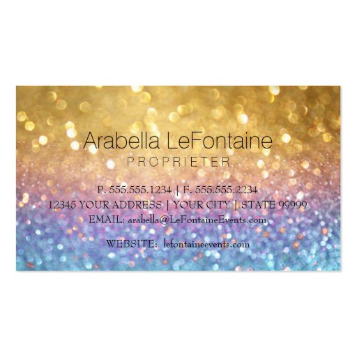 Bokeh Elegant Events Business Card Glitter (back side)