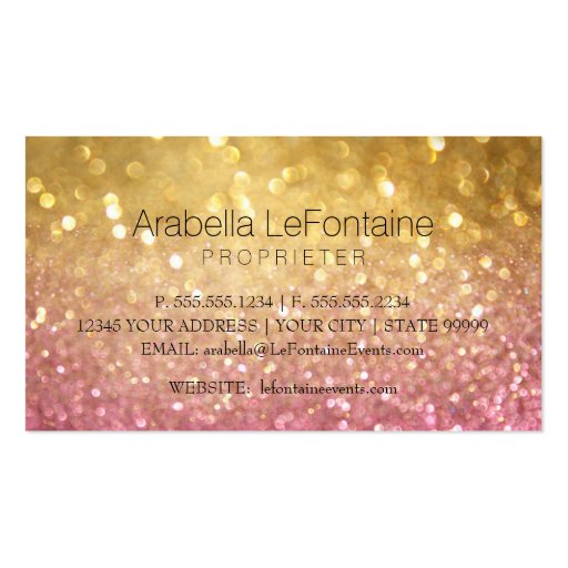 Bokeh Elegant Events Business Card Glitter (back side)