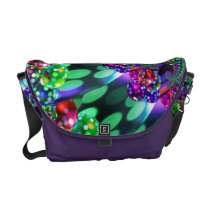 Bokeh Fractal Purple Turquoise Messenger Bags