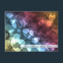 Bokeh Hearts Valentine Postcard postcards