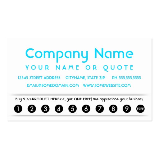 bokeh loyalty punch card business card (back side)