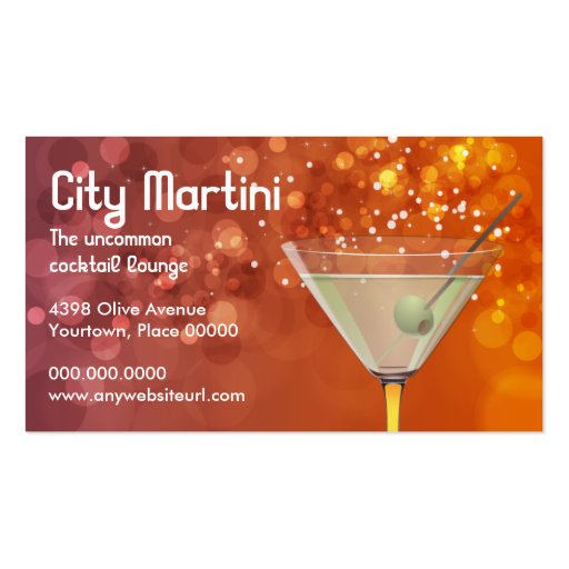 Bokeh Martini Business Card (front side)
