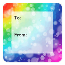 Bokeh Rainbow Pattern Gift Tag Stickers