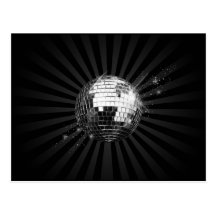 Bola de discoteca del espejo en negro tarjeta postal
