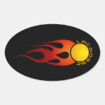 Bola de fuego calcomanías ovaladas personalizadas
