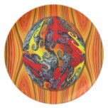 Bola en la placa de madera platos
