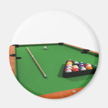 Bolas de piscina en la tabla de billares del fielt imán de frigorifico
