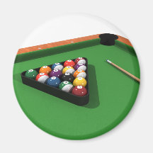 Bolas de piscina en la tabla de billares del fielt iman para frigorífico
