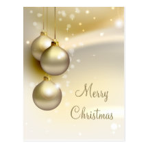 Bolas del navidad del oro en el oro postales