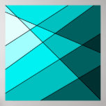 Bold aqua, blue, and teal artistic poster posters