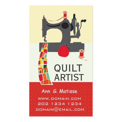 Bold  Arts and Crafts Quilt Artist Business Card Templates (front side)