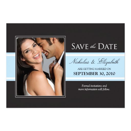 Bold Baby Blue Stripe Save the Date Announcement