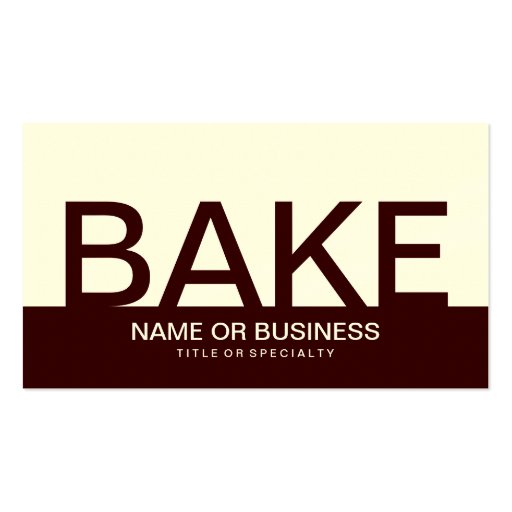 bold BAKE (color customizable) Business Card Template (front side)