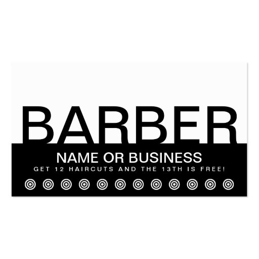 bold BARBER customer loyalty card Business Card (front side)