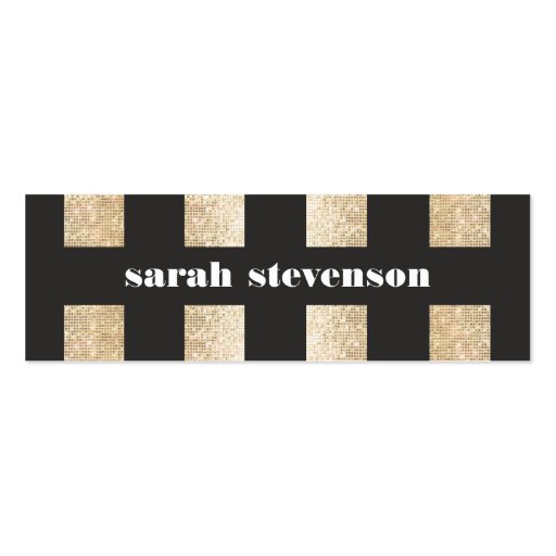 Bold Black and Gold Faux Sequin Modern Fashionista Business Card