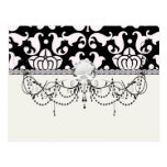 bold black and white damask pattern postcard