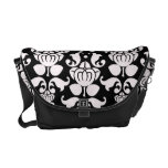 bold black and white damask pattern courier bag