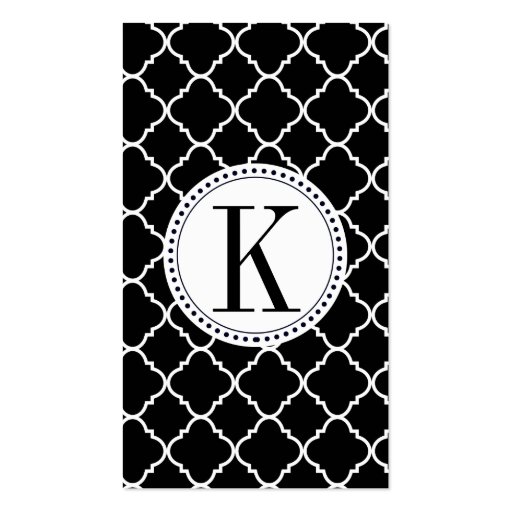 bold black and white quatrefoil business card template (front side)