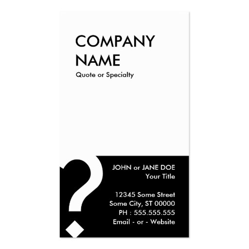 bold black and white question mark business card templates (back side)