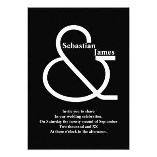 Bold Black and White Wedding Custom Announcements