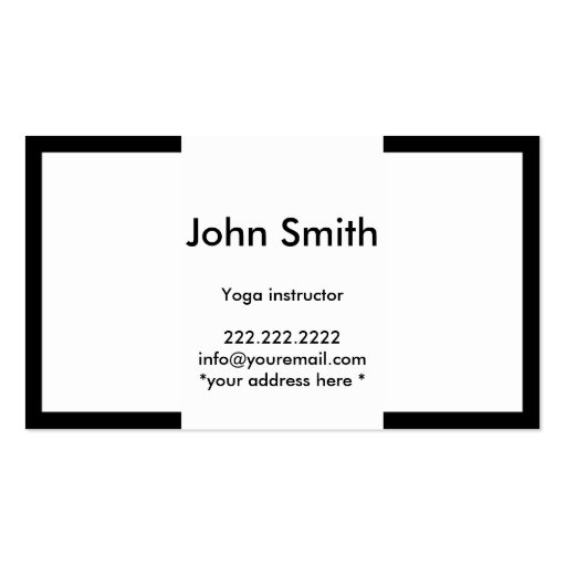 Bold Black Border Yoga Instructor Business Card (back side)